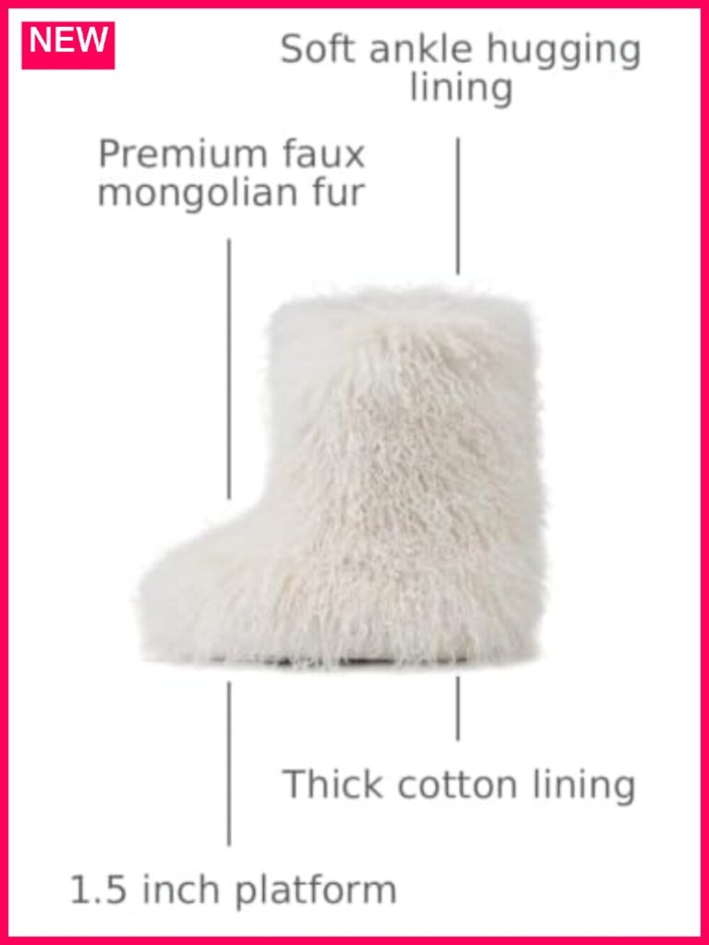 Women's Faux Fur Mid-Calf Snow Boots Fluffy Slip-On Winter Boots - Picture 2 of 6